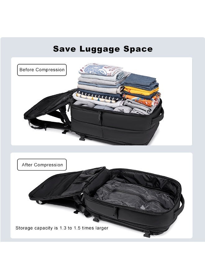 أركتيك هانتر حقيبة ظهر كبيرة للسفر من Arctic Hunter بسعة 36 لترًا مع خاصية الضغط الفراغي، قابلة للتوسيع، مقاومة للماء، مناسبة لحمل الكمبيوتر المحمول مقاس 15.6 بوصة، للرجال - Image 2